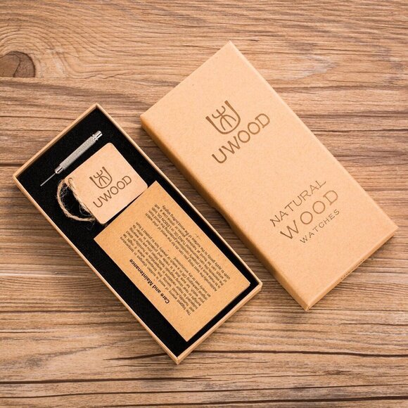 ✨ Leeev Unisex Natural Men Black Wooden Series 40 mm Gift Box & Band Watches - Picture 6 of 6